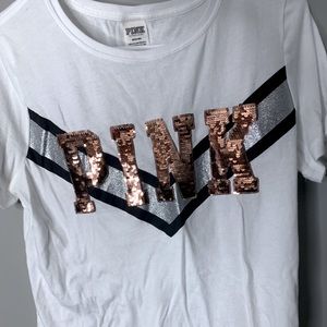 Rose gold sequins PINK T-shirt